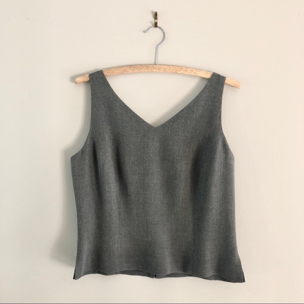 Ann Taylor Grey V-neck Tank Top